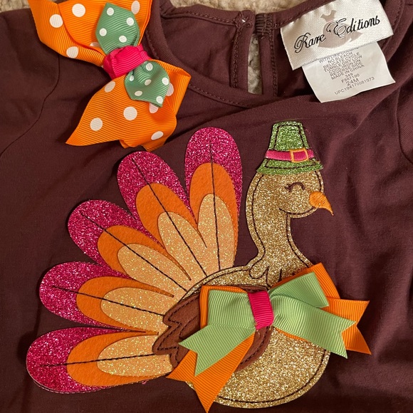 Rare Editions, Fall 2 piece outfit with Turkey design, Size 24 months - Picture 3 of 5